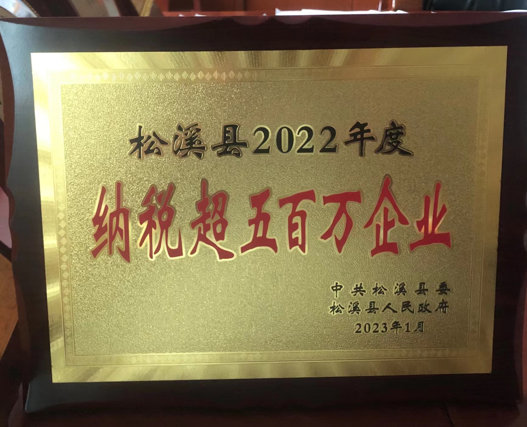 喜報！易順建工集團喜獲“松溪縣2022年度納稅超五百萬企業(yè)”榮譽