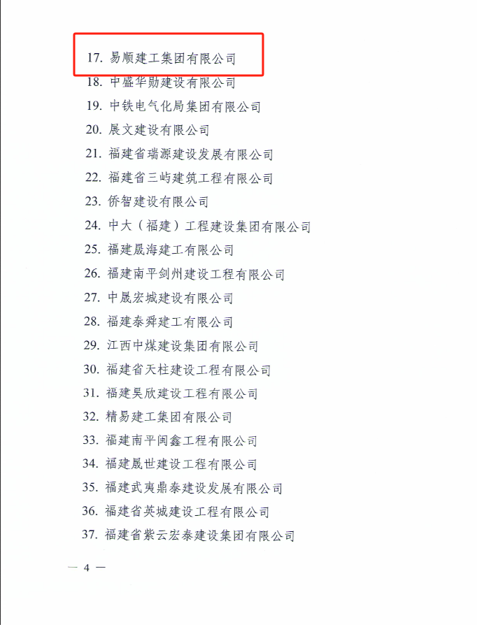 易順建工集團(tuán)有限公司被南平市人民政府通報(bào)表?yè)P(yáng)！